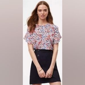 Ann Taylor LOFT pink and blue floral blouse